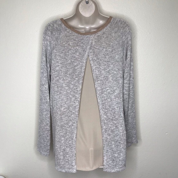 Vintage Rods Western Tan Faux Suede Front Sweater Knit Sleeves Top Women Large - Picture 4 of 10